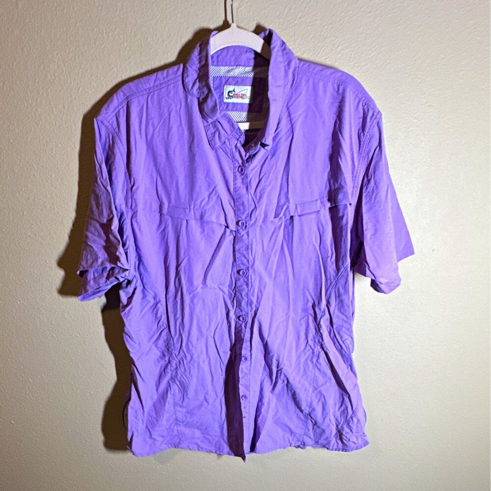 World Wide Sportsman Men’s Button Up Shirt 2XL Purple Nylon/Poly